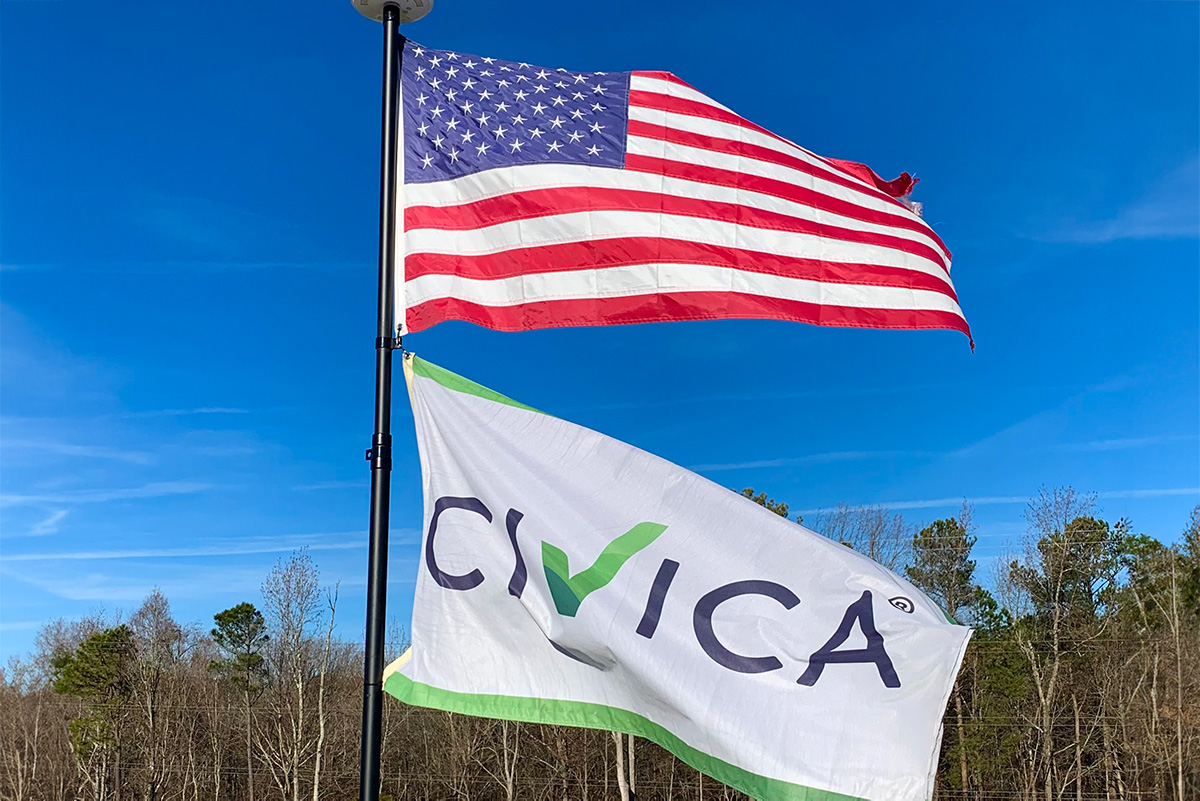 American flag and Civica flag