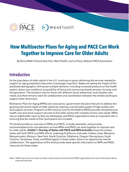 MPA PACE Brief: How Multisector Plans for Aging and PACE Can Work Together to Improve Care for Older Adults